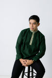 Pua Kumbu Emerald Green - Mint Patch Neck (Long sleeve)