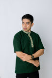 Pua Kumbu Emerald Green  - Mint Patch Neck (short sleeve)